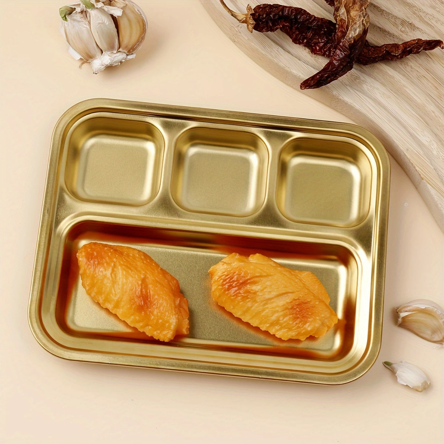 1 шт. разделенная сетка Золотой Рамадан обеденная тарелка из нержавеющей стали 304