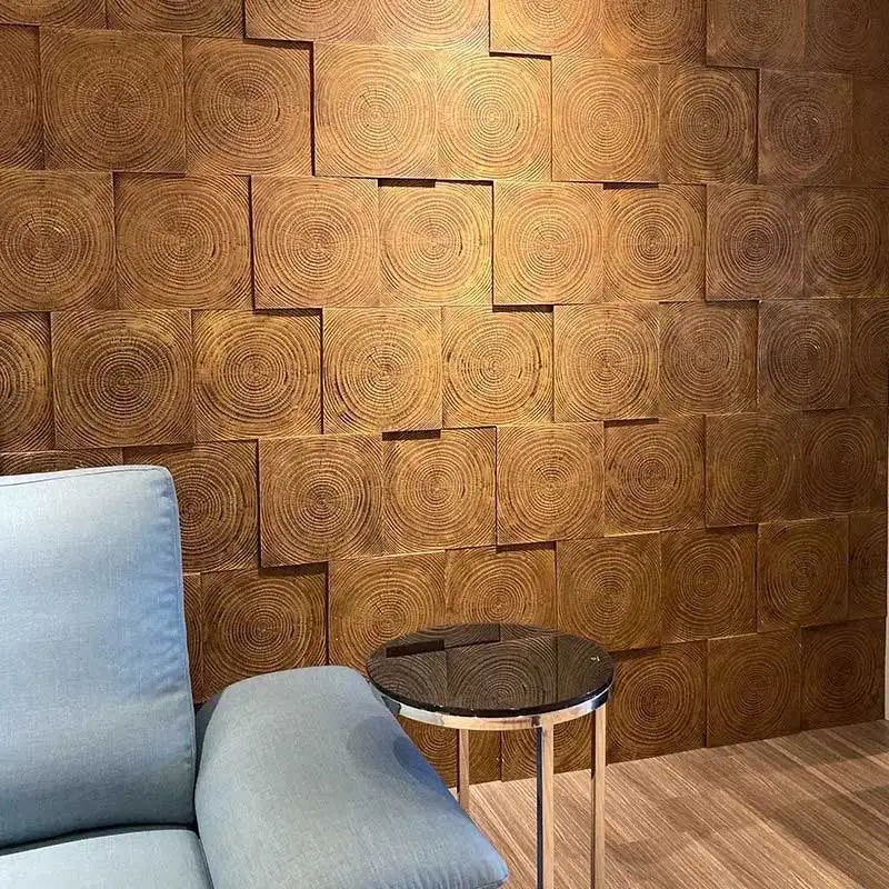 120X60CM ПУ деревянный кирпич ежегодное кольцо доска старого корабля легкая для