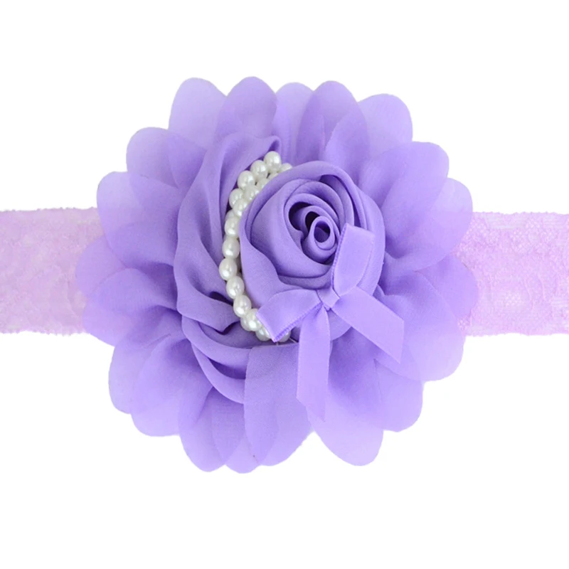 

Повязка на голову для маленьких девочек с жемчужинами и цветами, Детская Кружевная повязка на голову, эластичный головной убор для новорожд...