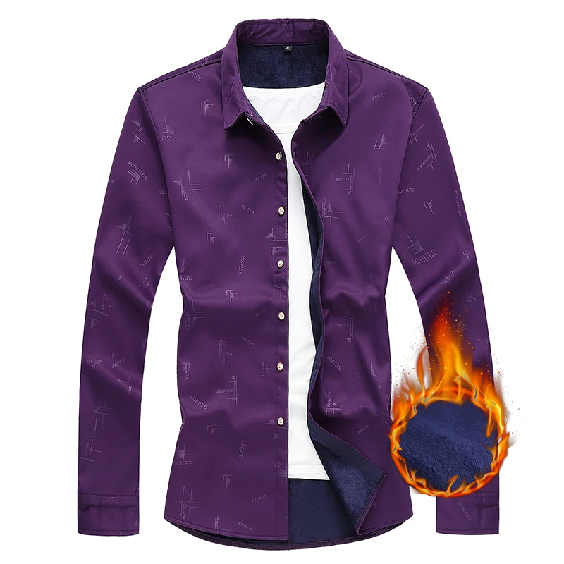 

Мужская зимняя флисовая рубашка с принтом, модная утепленная бархатная деловая Роскошная рубашка большого размера, размеры 5xl