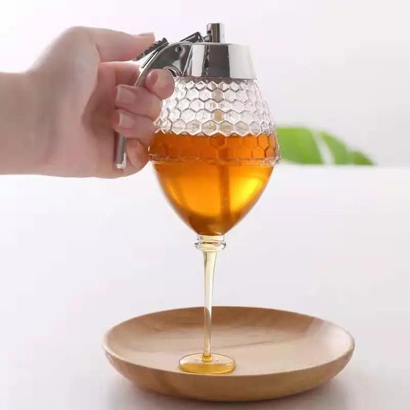 

2023 Juice Syrup Cup Bee Drip Dispenser Kettle Kitchen Accessories Honey Jar Container Storage Pot Stand Holder Squeeze Bottle