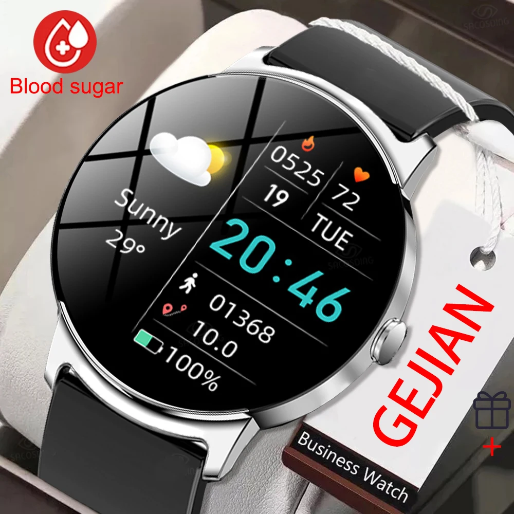 

Blood Sugar Smart Watch Mens Blood Pressure Blood Oxygen Body Temperature Heart Rate Alarm 24-hour Health Monitoring Watches NFC