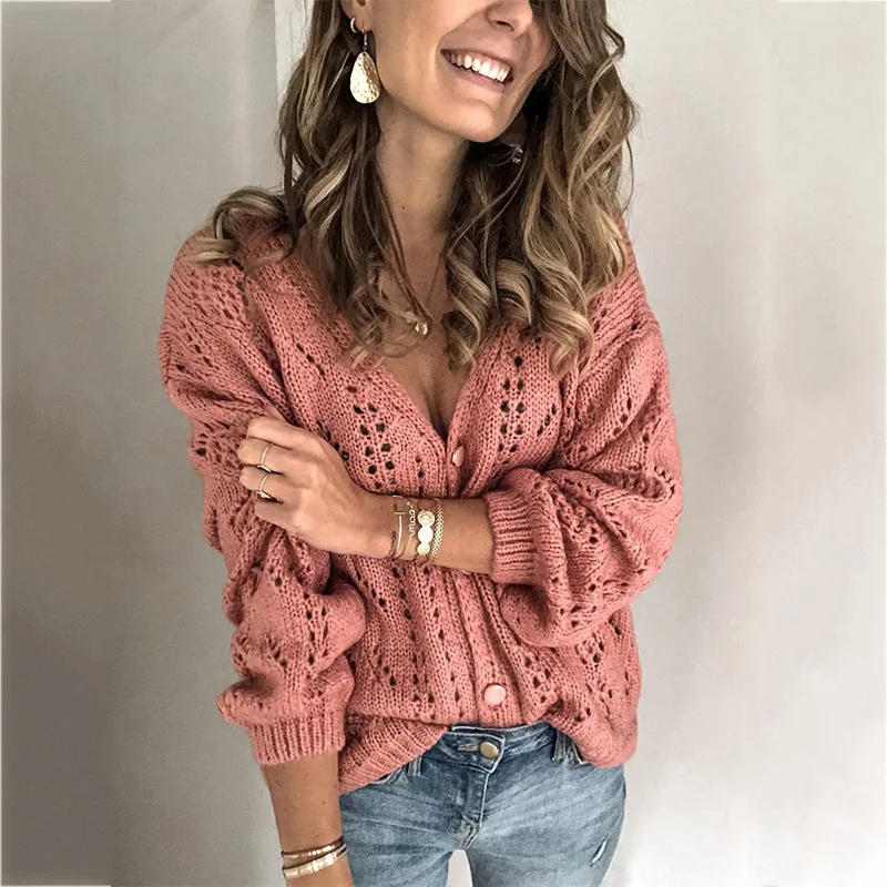 

Женский свитер с длинным рукавом, с V-образным вырезом