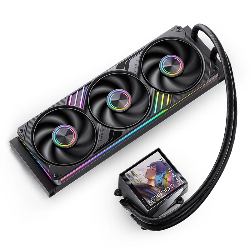 Фото Водяное охлаждение JONSBO TM Series AIO 360/280 мм с 3,95-дюймовым IPS-экраном, ARGB-вентиляторами, магнитным дисплеем на насосе, для процессоров AM5, AM4, 1700, 1850 №4