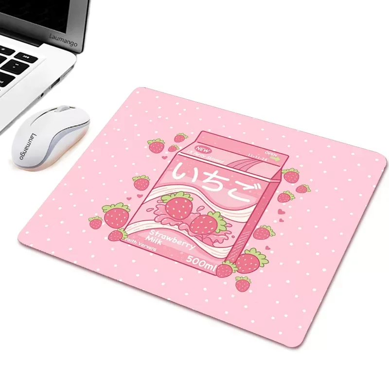

NEW2023 Small Mousepad Kawaii Japanese Strawberry Mouse Pad Rubber Computer Mat Keyboard Desk Mat Gaming Laptops mouse pad Pink
