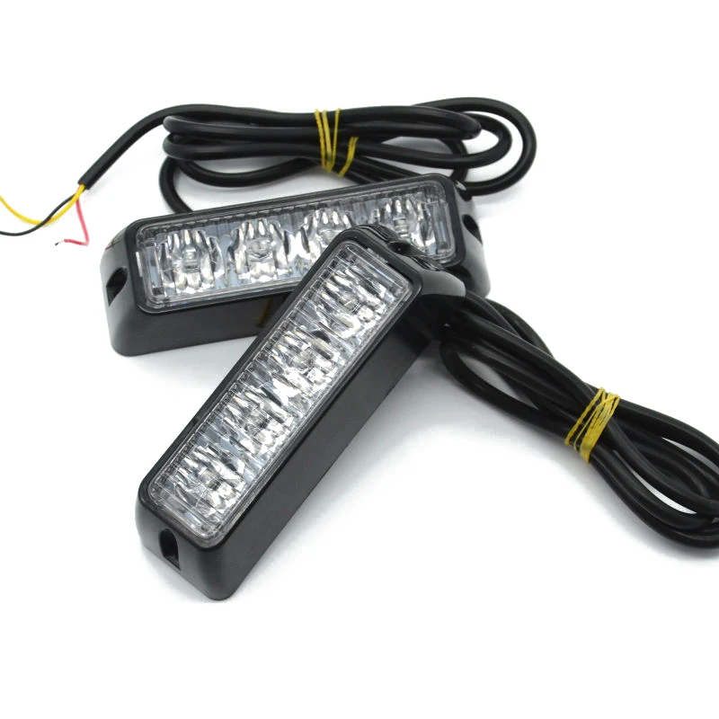 

2X 4W LED White Amber Warning Emergency Beacon Strobe Flash Light Car Truck NEW