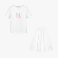 nigo girls letter print cotton t shirt long skirt suit nigo33928