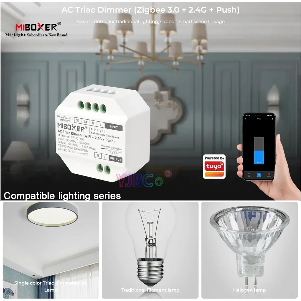 MiBoxer AC Triac RF + Кнопка регулировки яркости 6 Вт светодиодный светильник с
