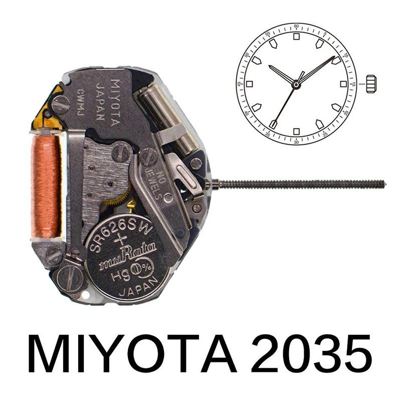 Механизм 2035 Miyota кварцевые часы с тремя стрелками без календаря ремонтные детали