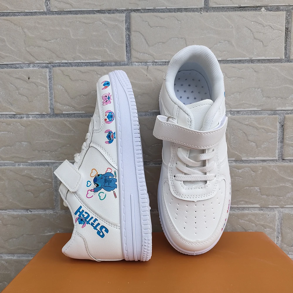 Stitch Disney Children Sneakers Cartoon Girl Student Soft Casual Shoes Sports Shoes Student Running Shoes Size