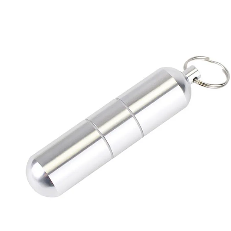Aluminum Alloy Medicine Bottle Keychain Case Container Waterproof Pill Box Keyring Sealed Storage Organizor Holder |