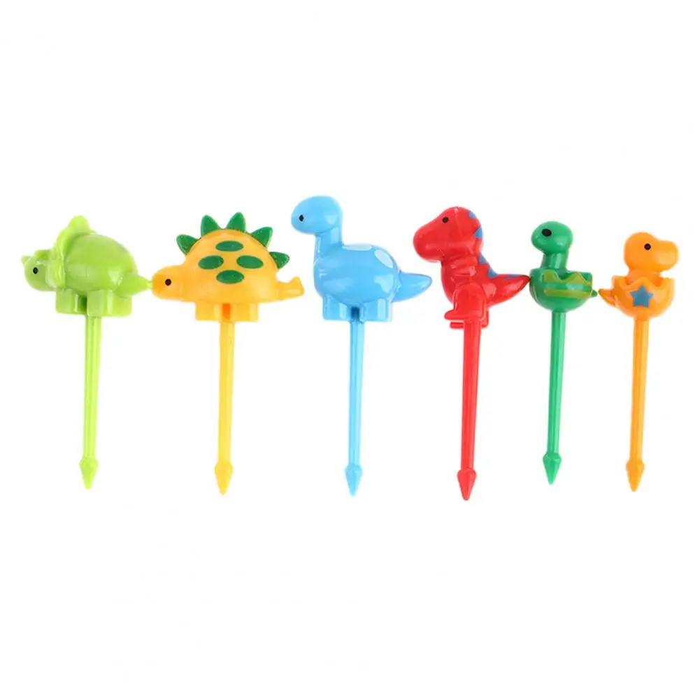 

Lightweight 6Pcs/Set Wonderful Dinosaur Shaped Bento Stick Mini Food Pick Washable for Bakery