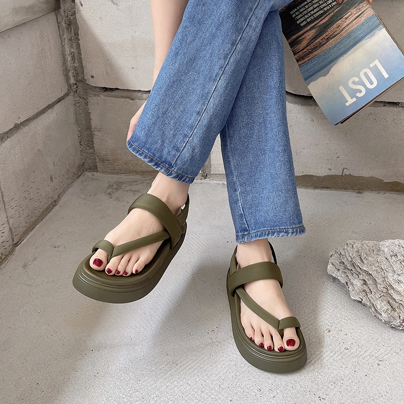 Casual Open-toe Women Sandals Non-slip Black Hook Loop Platform Sandals Shoe Female Summer Beach Shoes 2023 New