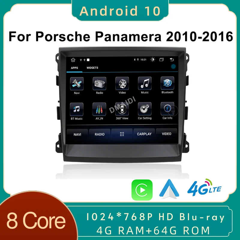 

Car Radio Android 10 8Core 4+64GB GPS multimedia player for Porsche Panamera 2010-2016 with IPS HD Screen DSP 4G Carplay 4GLTE