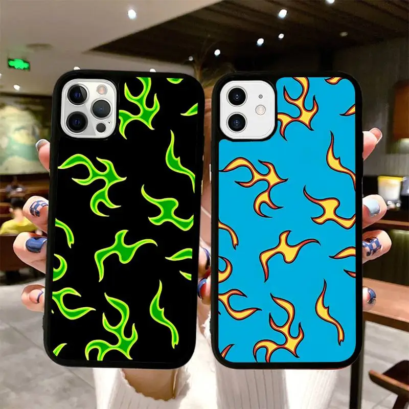 

Artistic Flame Phone Case Silicone PC+TPU Case for iPhone 11 12 13 Pro Max 8 7 6 Plus X SE XR Hard Fundas
