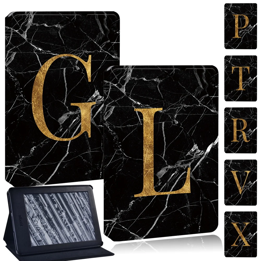 

For Kindle Paperwhite 1/2(6th Gen)/3(7th Gen)/4 (10th Gen) 26 Letters PU Leather Tablet Case for Kindle 10th Gen 2019/8th 2016