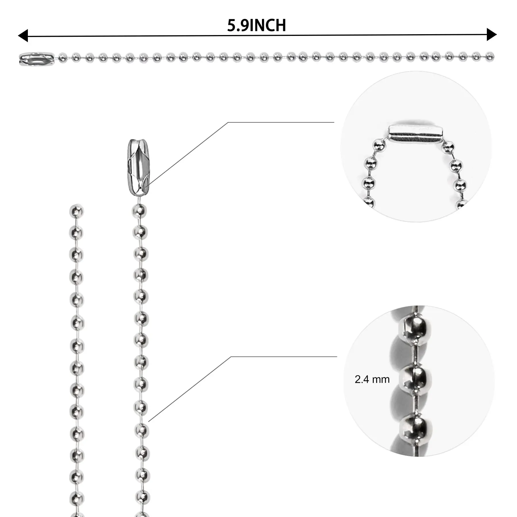 80 шт. серебряная цепочка из бисера с набором коробок для ювелирных изделий
