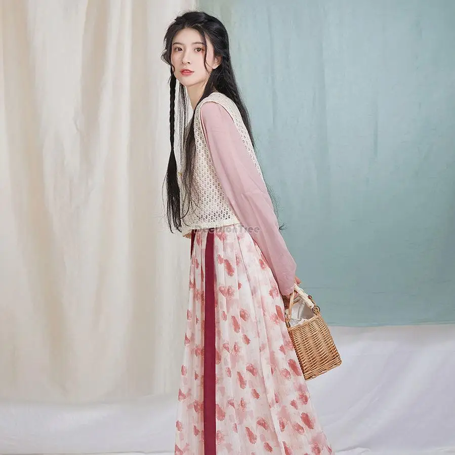 

2023 new summer improved chinese fashion style women hanfu female fairy ancient style set song dynasty element daily hanfu dress