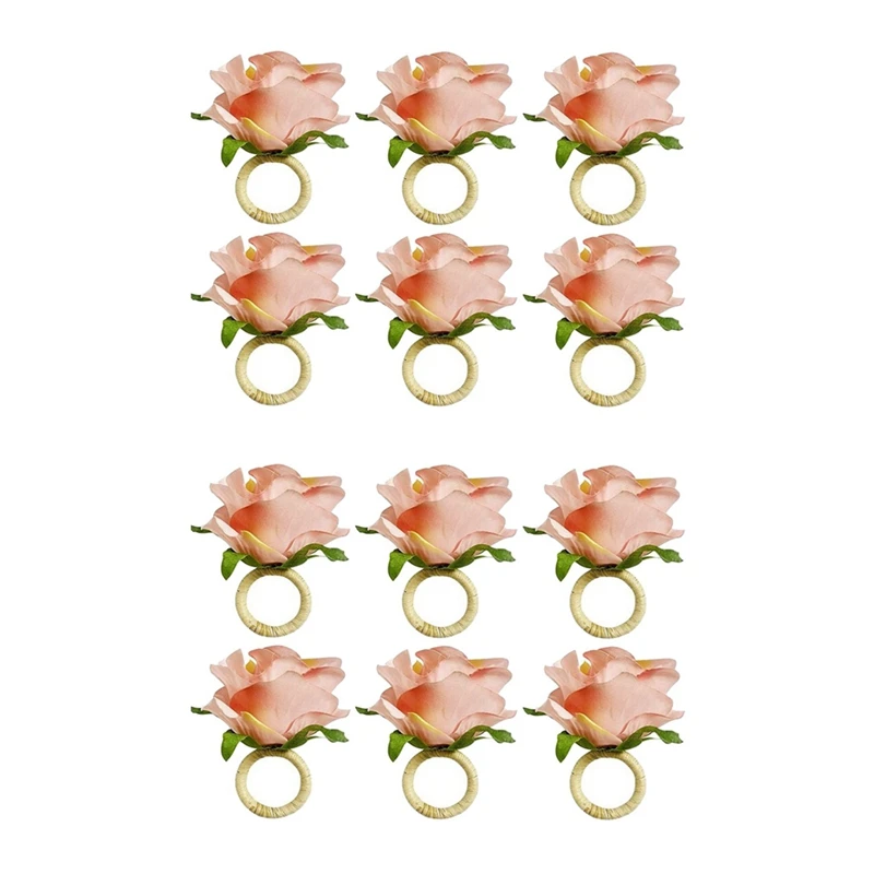 

Handmade Champagne Rose 12PCS Napkin Rings for Home, Kitchen, Dining Room, Dinner Parties, Luncheons, Picnics, Weddings