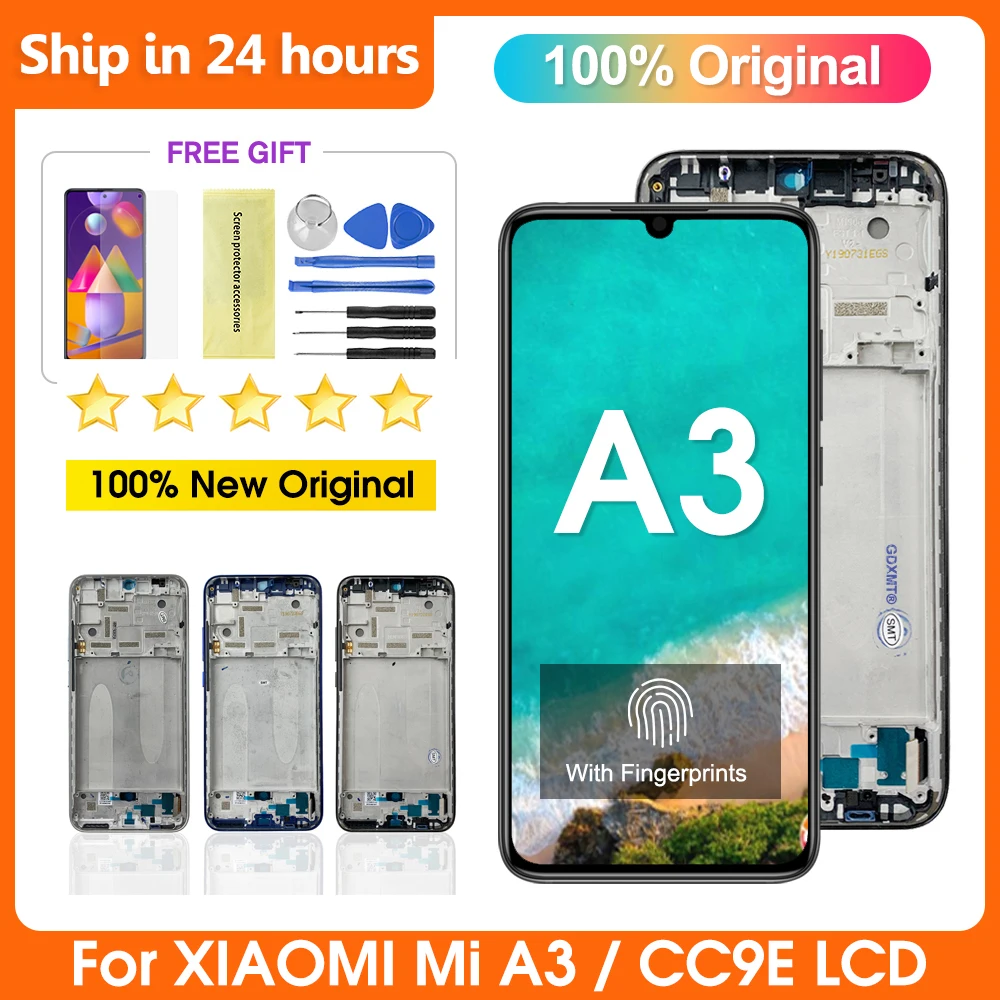 ЖК-дисплей AMOLED для Xiaomi Mi A3 CC9e, сенсорный экран с дигитайзером в сборе, Замена для Xiaomi M1906F9SH, M1906F9SI, ЖК-дисплей