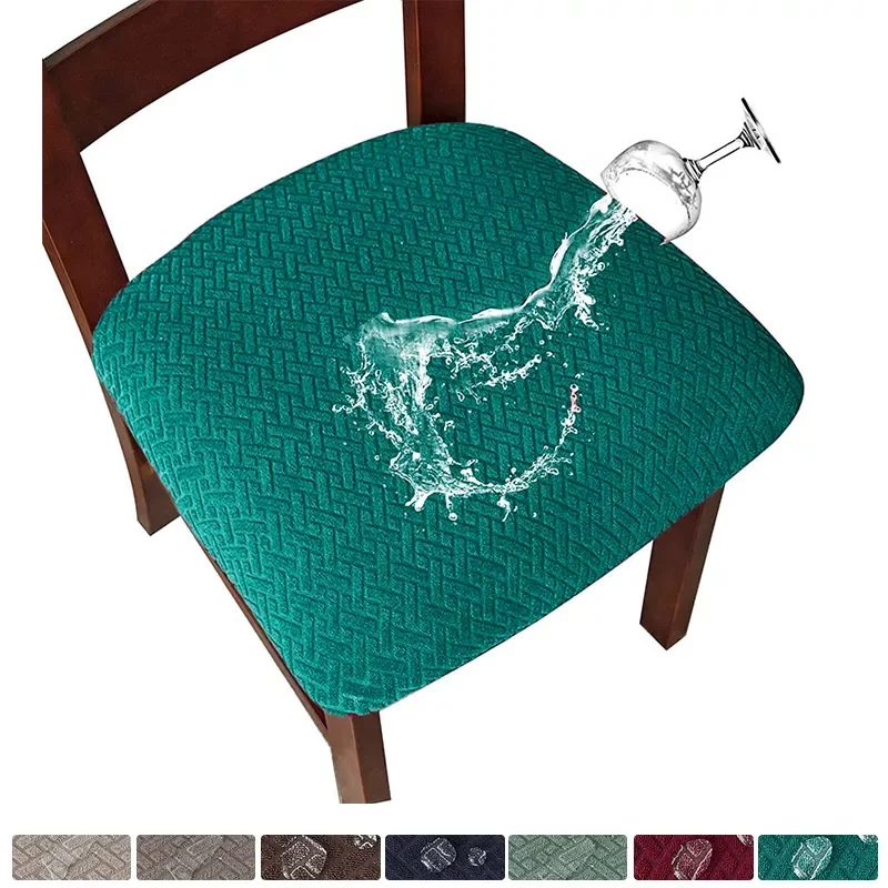 

1 Piece Waterproof Fabric Oil-Proof Seat Cushion Covers Stretch Chair Cover Slipcovers For Hotel Banquet Dining Living Room