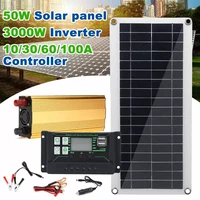 portable 3000w inverter 50w solar panel cell set outdoor solar power supplier solar panel usb solar inverter 100a controller