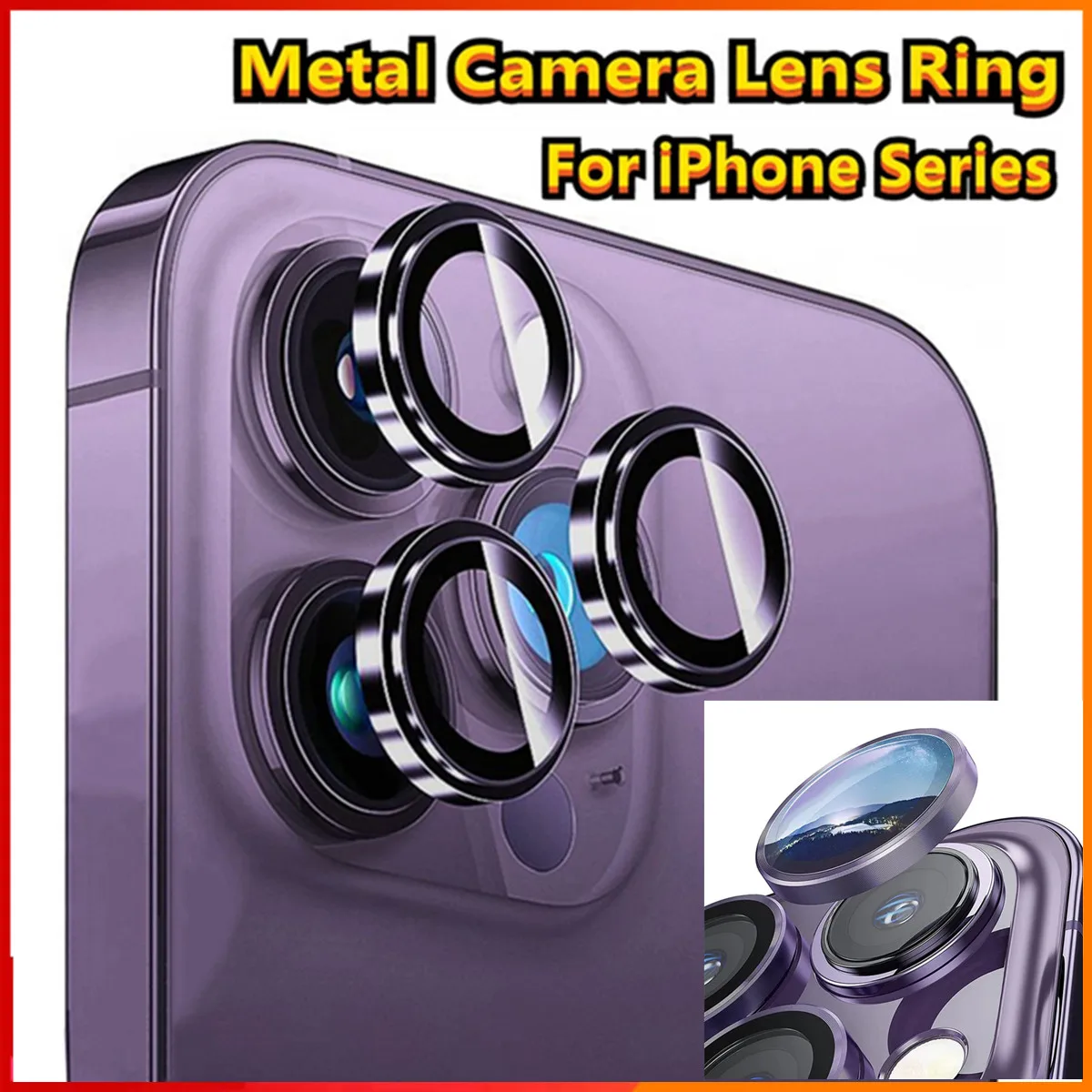 

Защитное стекло с металлическим кольцом для объектива iPhone 14 Pro Max 14Plus Защита объектива камеры на iPhone 13 12 Mini 11 PRO MAX пленка для камеры