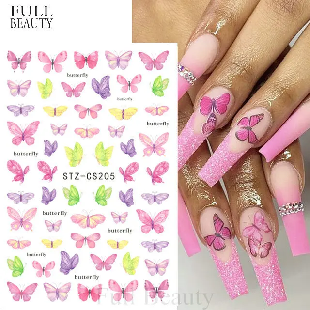 

Nail Butterfly Stickers Colorful Decals Blue Slider Wrap Nail Art Nail Art Decoration Sheets 3D Nail Stickers Nail Art Foil DIY