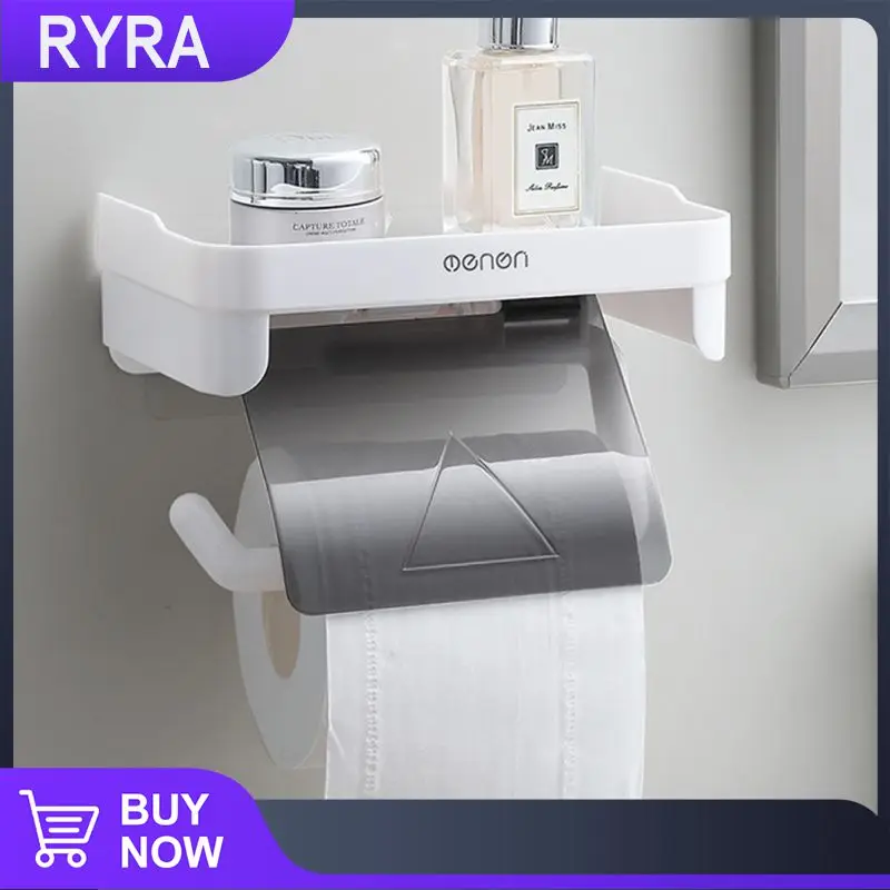

Стеллаж для хранения рулонной бумаги без сверления, настенный пластиковый органайзер для салфеток, аксессуары для ванной комнаты, водонепроницаемый