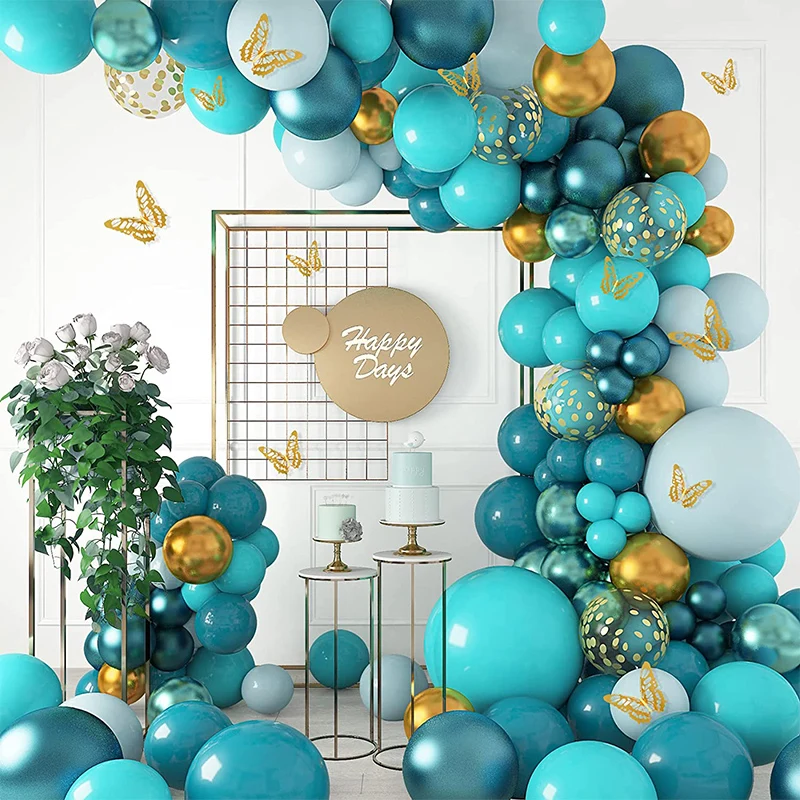 

146pcs Teal Blue Balloons Garland Arch Kit 5th Birthday Girl Party Anniversaire Wedding Decoration Mariage Bride To Be Globos