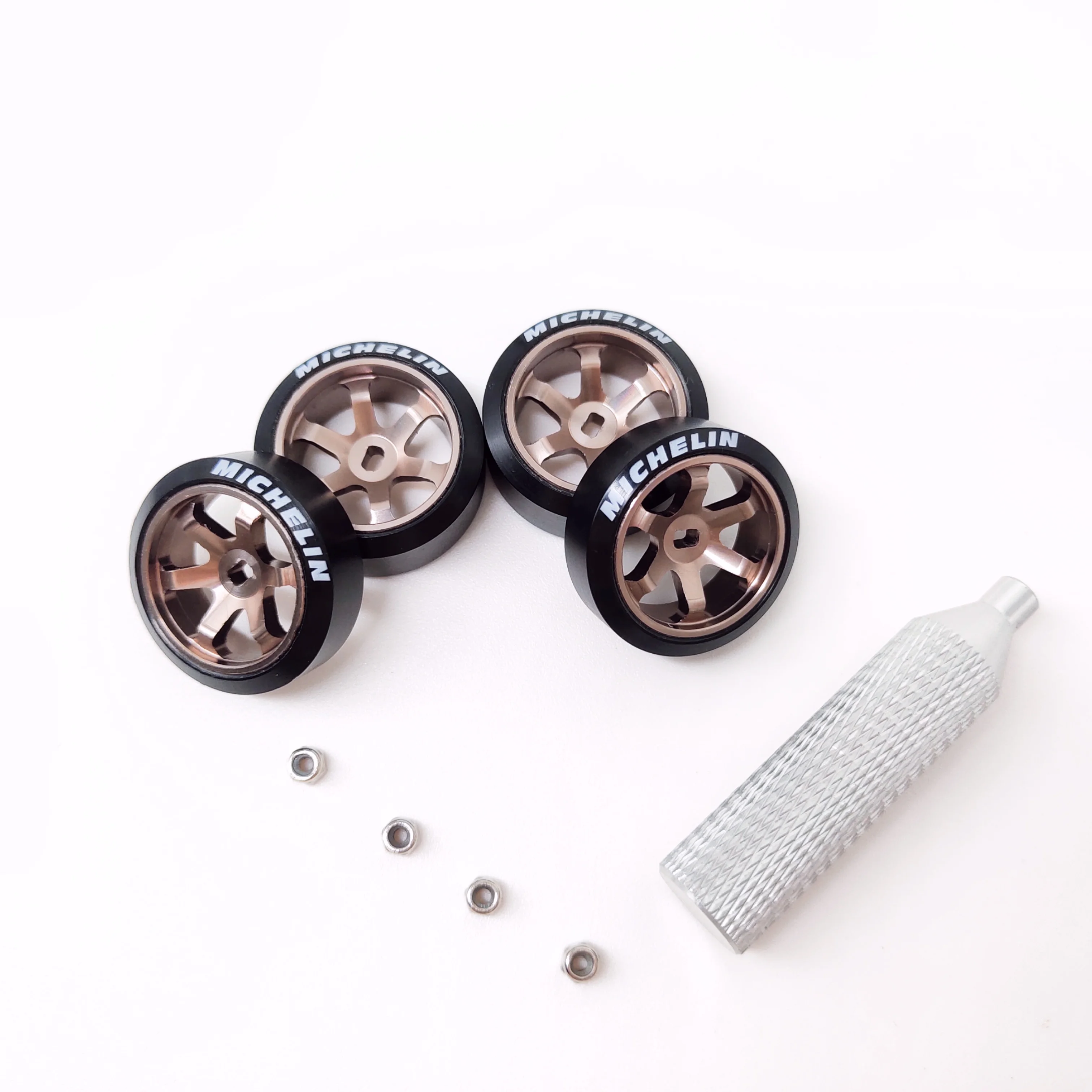 

6 Spoke Wheel Rims & Rc Car Drift Logo Tires for 1/28 RC Hobby Model Car
