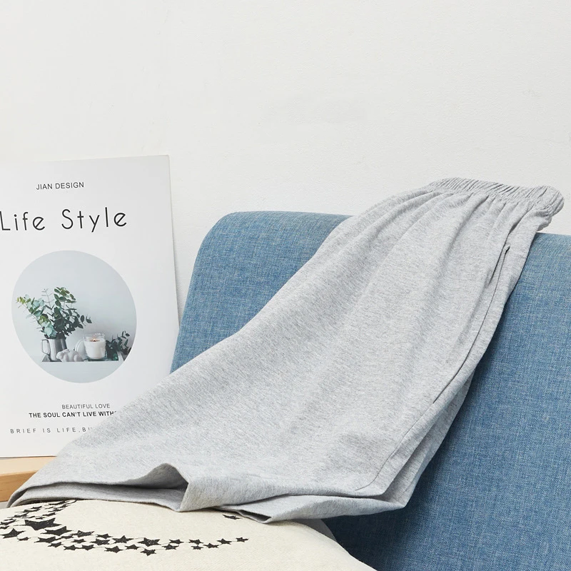 Summer Cotton Sleep Bottoms Mens Sleepwear Casual Pants Solid Color Male Sleeping Shorts Loose Comfortable Sleeping Short Pants