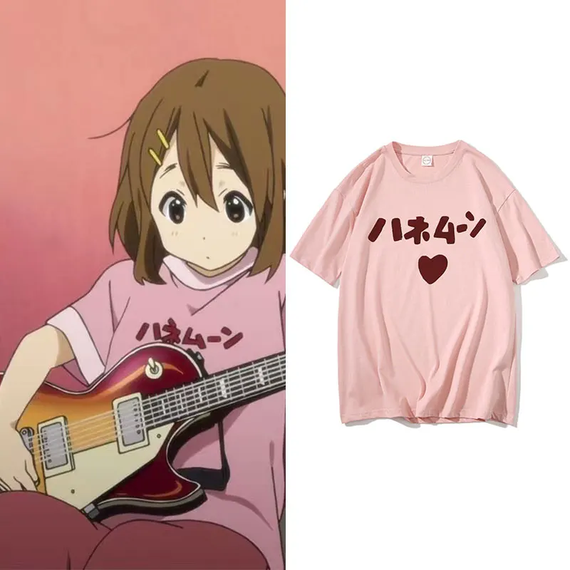 

Funny Cute Anime K-ON Hirasawa Yui Akiyama Mio Same Style Print T-shirts Japanese Manga T Shirt Men Women Fashion Loose Tshirt