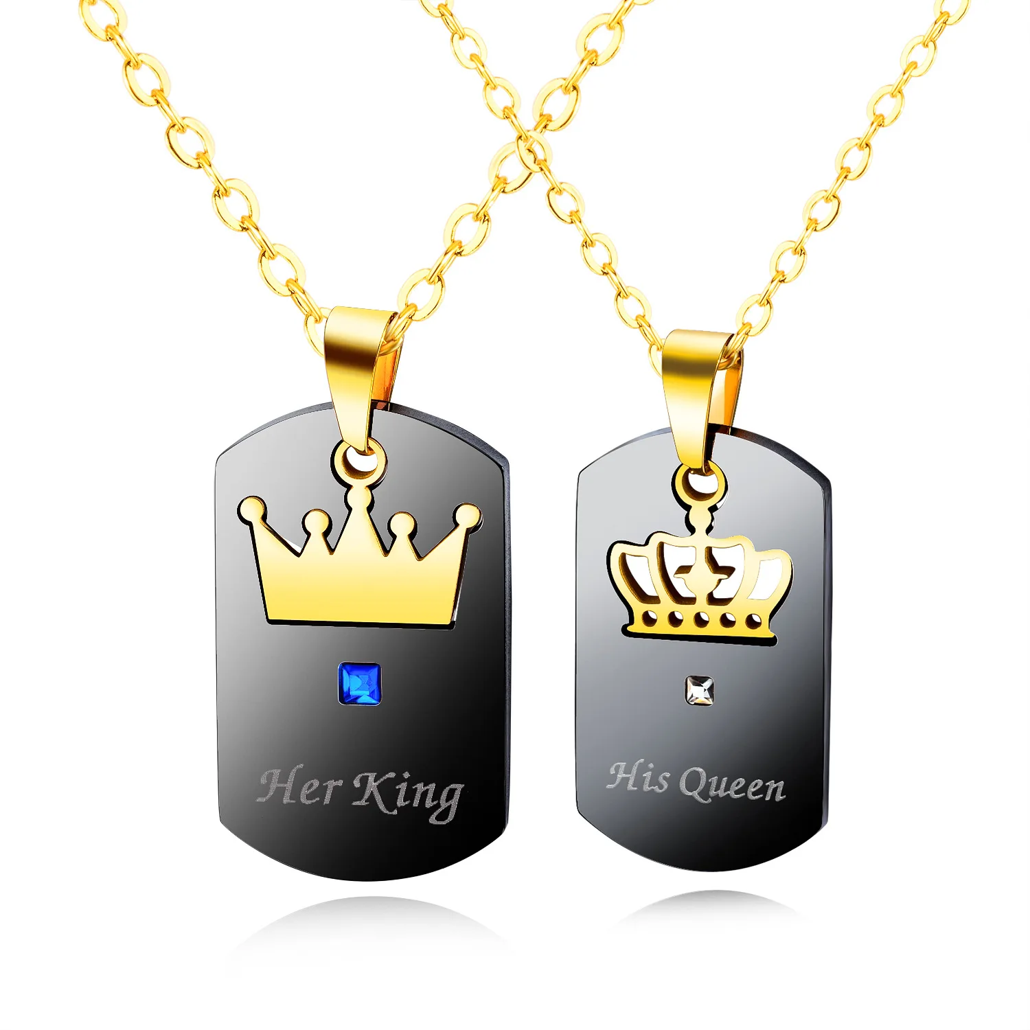 

Her King His Queen Square Necklace