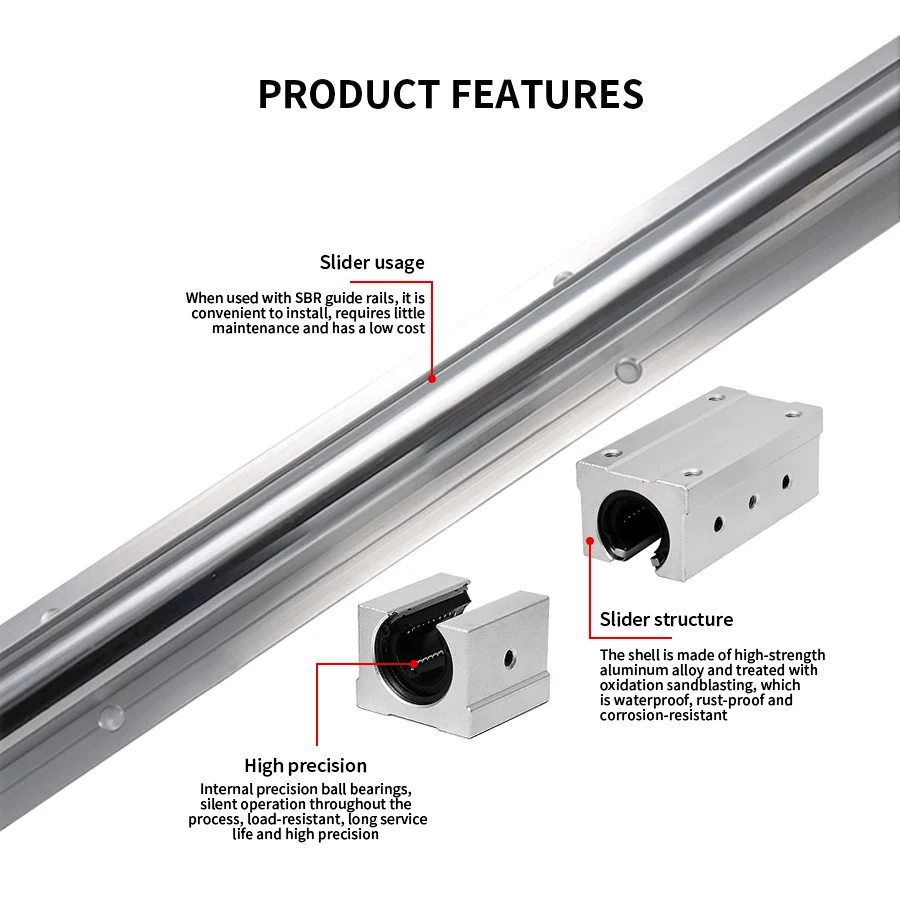 Фото SBR12UU SBR13UU SBR16UU SBR20UU SBR25UU SBR30UU SBR35UU SBR40UU SBR50UU Блок подшипников ползунка с стандартным отверстием Детали фрезерного станка с ЧПУ №4