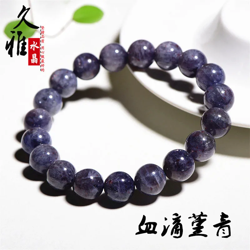 Натуральные капли крови кордиерит синий Tamsang Круглый браслет с бусинами