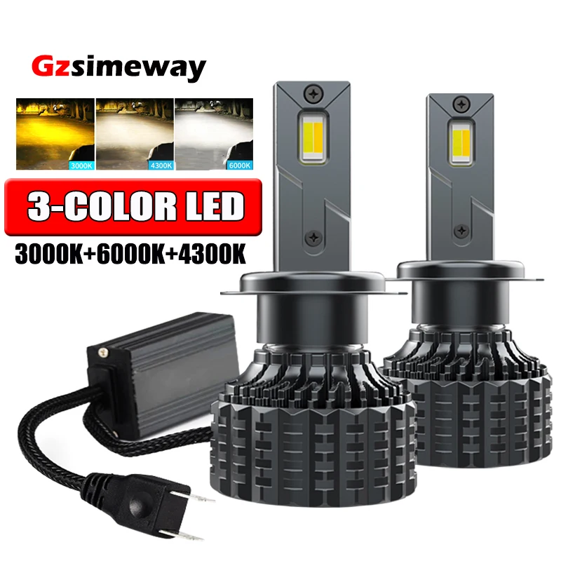 

2 шт. 90000LM H4 светодиодные лампы H1 H7 H11 автомобильные фары 6000K 4300K 3000K 3 цвета передние фары H3 9005 HB3 9006 881 авто противотуманные фары 12 В