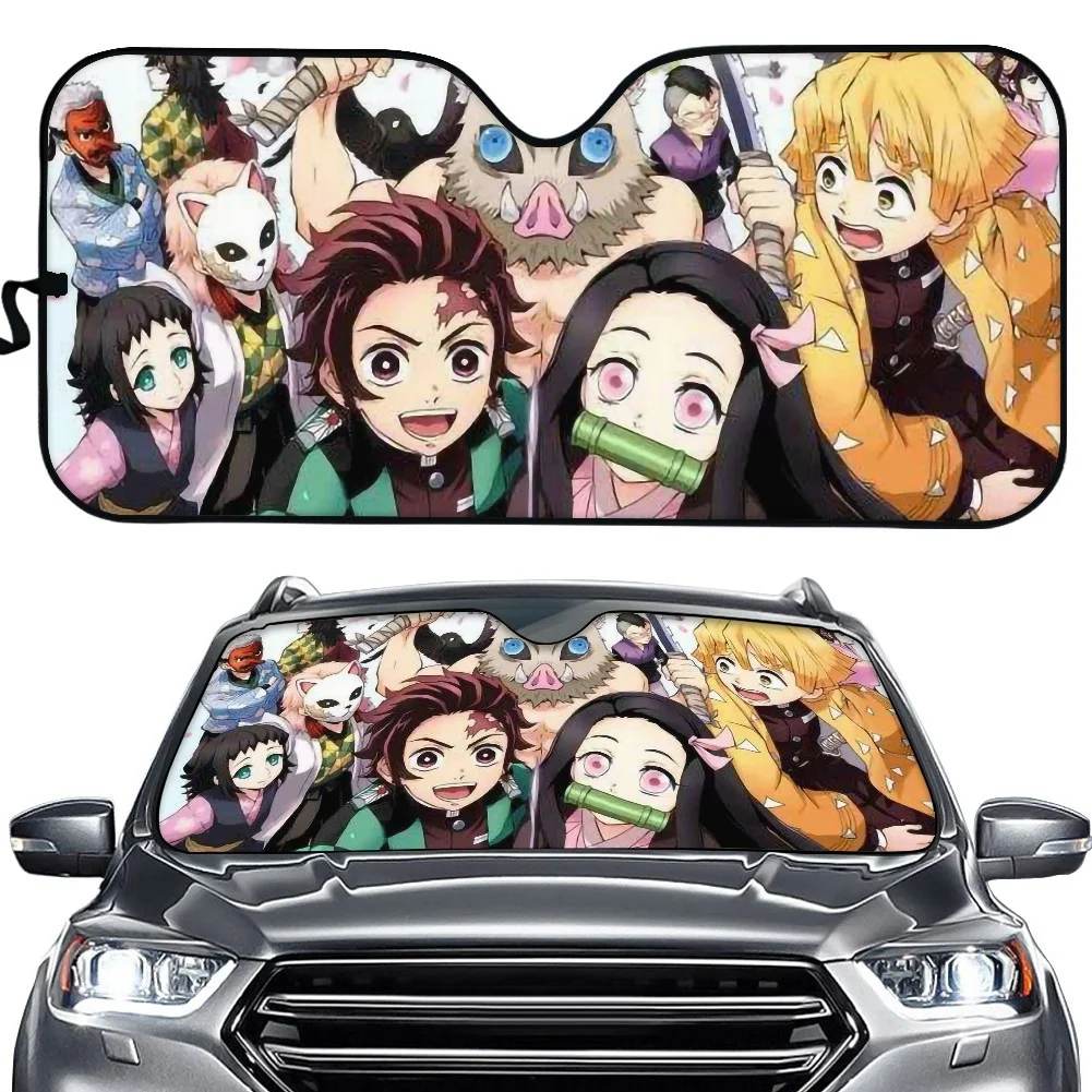 

Cartoon Demon Slayer Pattern Fashion Design Sunshade for Car Windshield 3D Anime Car Accessories Windshield Sun Shades Sunshade