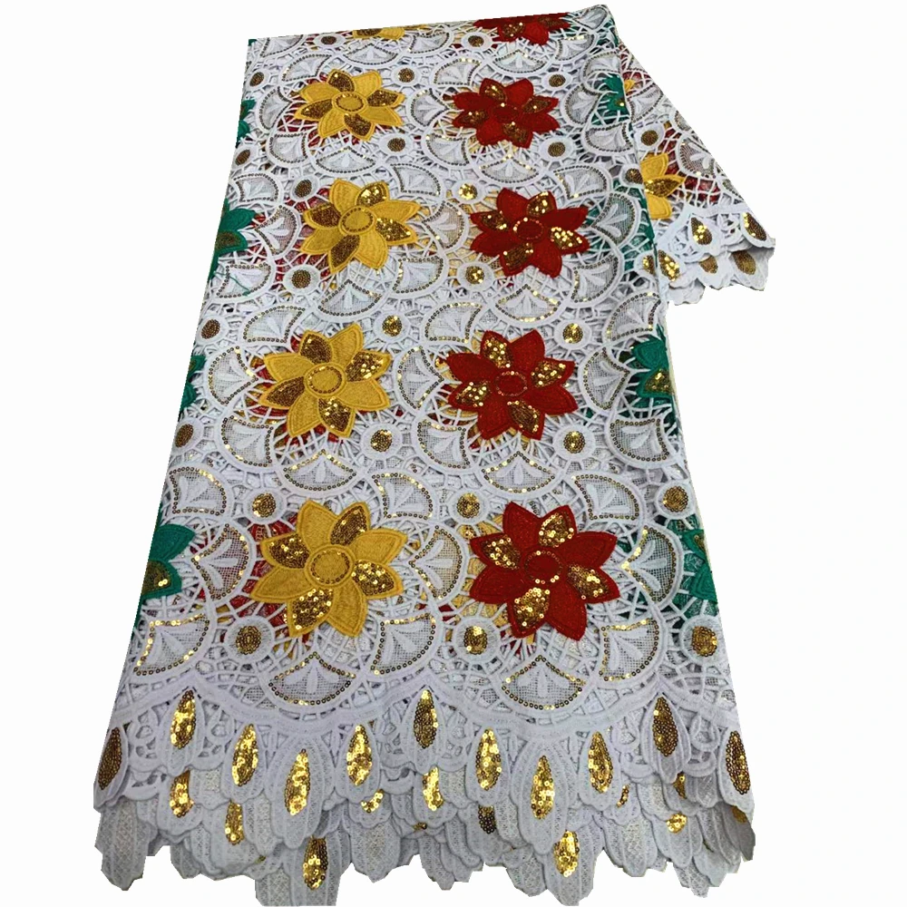 

African Cord Laces Fabrics Sequins Guipure Cord Lace Fabric 5 Yards Embroidered Lace Materials For Wedding Party 5 Yards