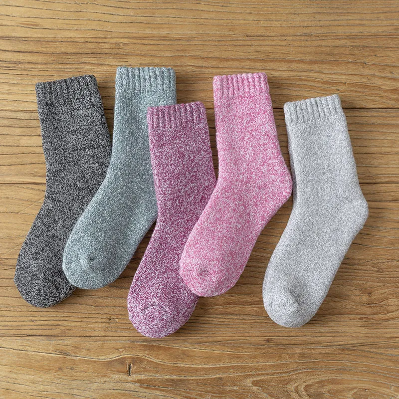 Winter Women's Merino Wool Socks Super Thick Warm High Quality Harajuku Retro Snow Casual Antifreeze Socks 3 Pair