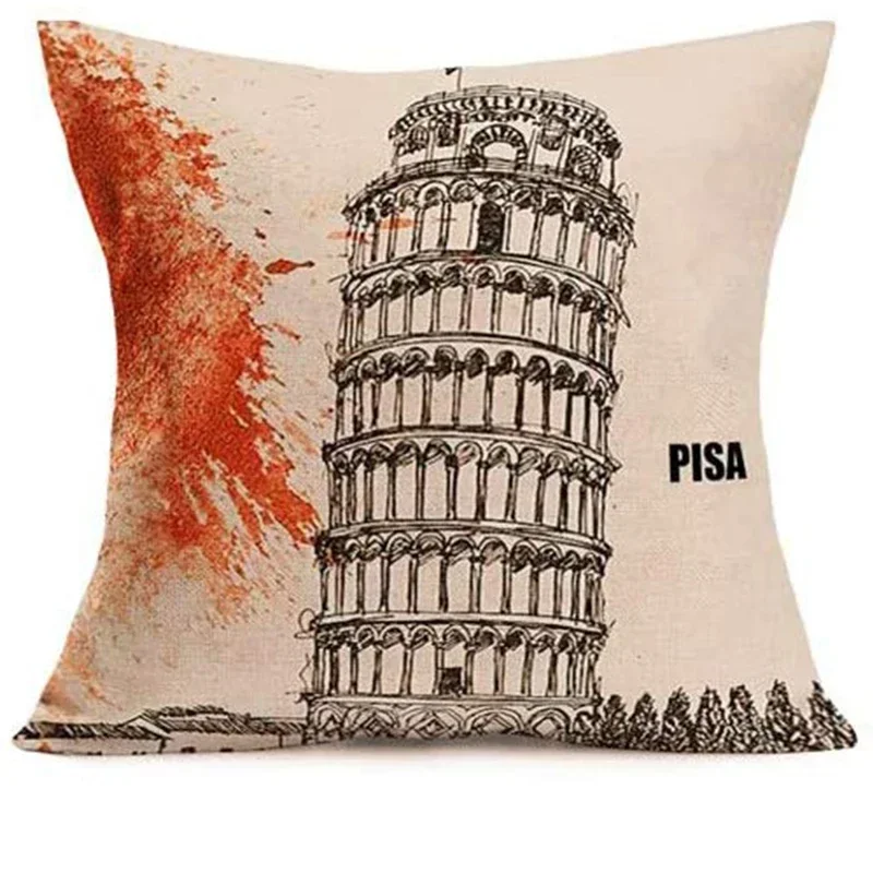 Льняной хлопковый чехол для подушки с животным узором бренд Eovna Pizzi Bastion Эйфелева