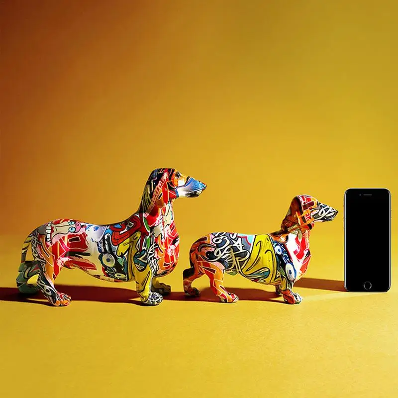 

Dachshund Ornament Modern Color Art Dachshund Sculpture Unique Street Art Finish Collectable Animal Ornament For Dog Lovers And