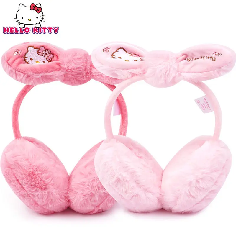 

Kawaii Hellokittys Earmuffs Sanrioed Cartoon Children's Thickening Girl Warmth Adjusting Earmuffs Winter Cute Anime Gifts