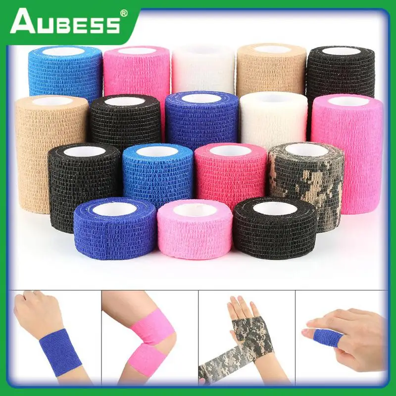 

1roll Self-adhesive Bandage Wrap Tape Elastic Bandages Breathable First Aid Bandages Athletic Bandage Colorful Sport