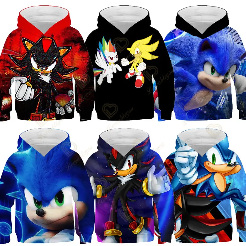 

2023 Autumn Winter Men's 3D Shadow The Hoodie Sweatshirts Women Hoodies Printed Sonic Hooded Stylish Top Plus Size