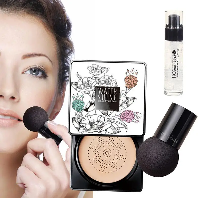 

Mushroom Air Cushion CC Cream Foundation Mushroom Head Air Cushion CC Cream Brighten Foundation Color Even Skin Tone Makeup Set