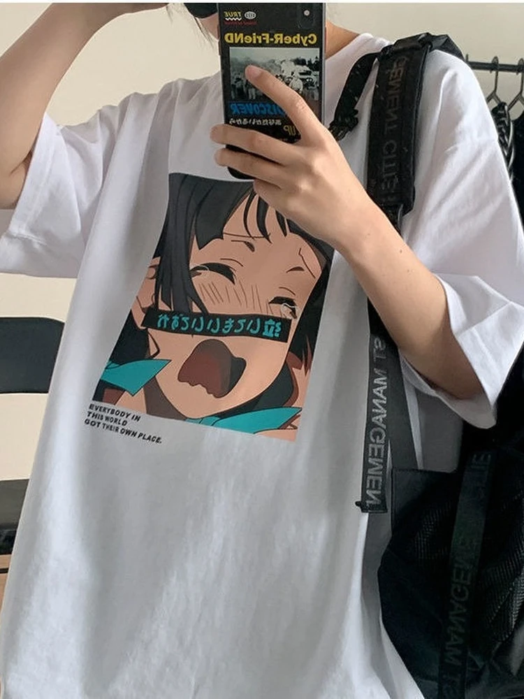 

Japanese style Anime Graphic Oversized T Shirts Women Japanese Harajuku Print Tshirt Korean Fashion White Tees Tops 2022 Summer