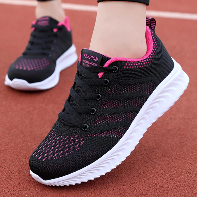 New Breathable Women's Vulcanized Shoes Lightweight Female Running Shoes Lace-up Women Sneakers Fashion Anti-slip Flats 2023