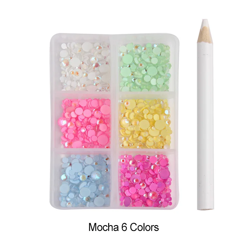 

Shinning 6 grid Box Glass Nail art Rhinestone 6Size Packing Mix color Choose For DIY Nail accessories
