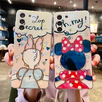 disney minnie cartoon phone case for samsung s21 ultra s20 fe a72 a52 5g glass cover silicone all inclusive fashion shell bag